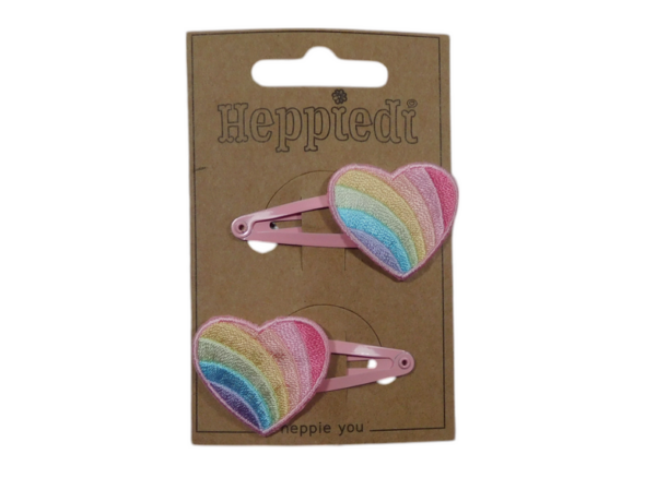 25121 Klik klak 5 cm. geborduurd regenboog hart - 6x2